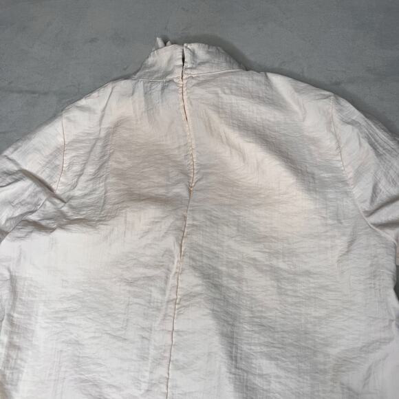 ZARA Cream High-Neck Bow Detail Blouse Long Sleeve Women’s Size M - Picture 4 of 6